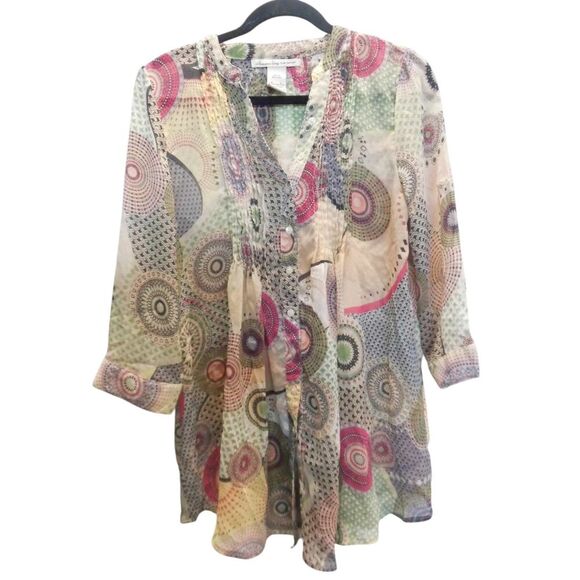 American Rag Yoke Tunic multi color flowy top - Picture 1 of 6